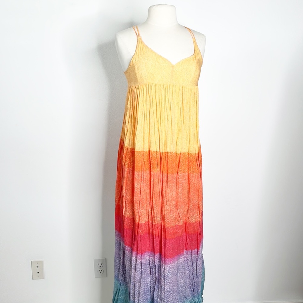 Anthropologie Carla Weeks Bohemian Sunset Rainbow Maxi Dress Size Small - Picture 11 of 12